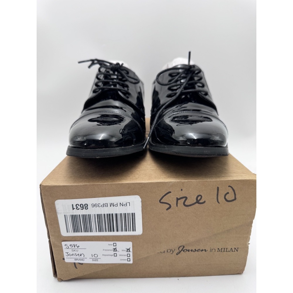 JOUSEN MENS DRESS  TUXEDO PATENT OXFORDS S586 SZ 10